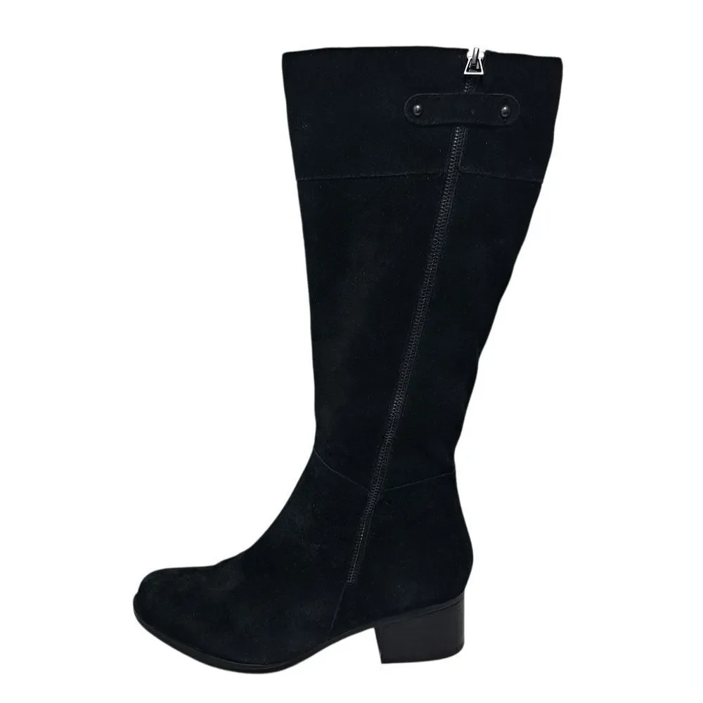 Naturalizer Demi Wide Width Leather Suede Boot Goth Missing Insert S 8.5WW Black